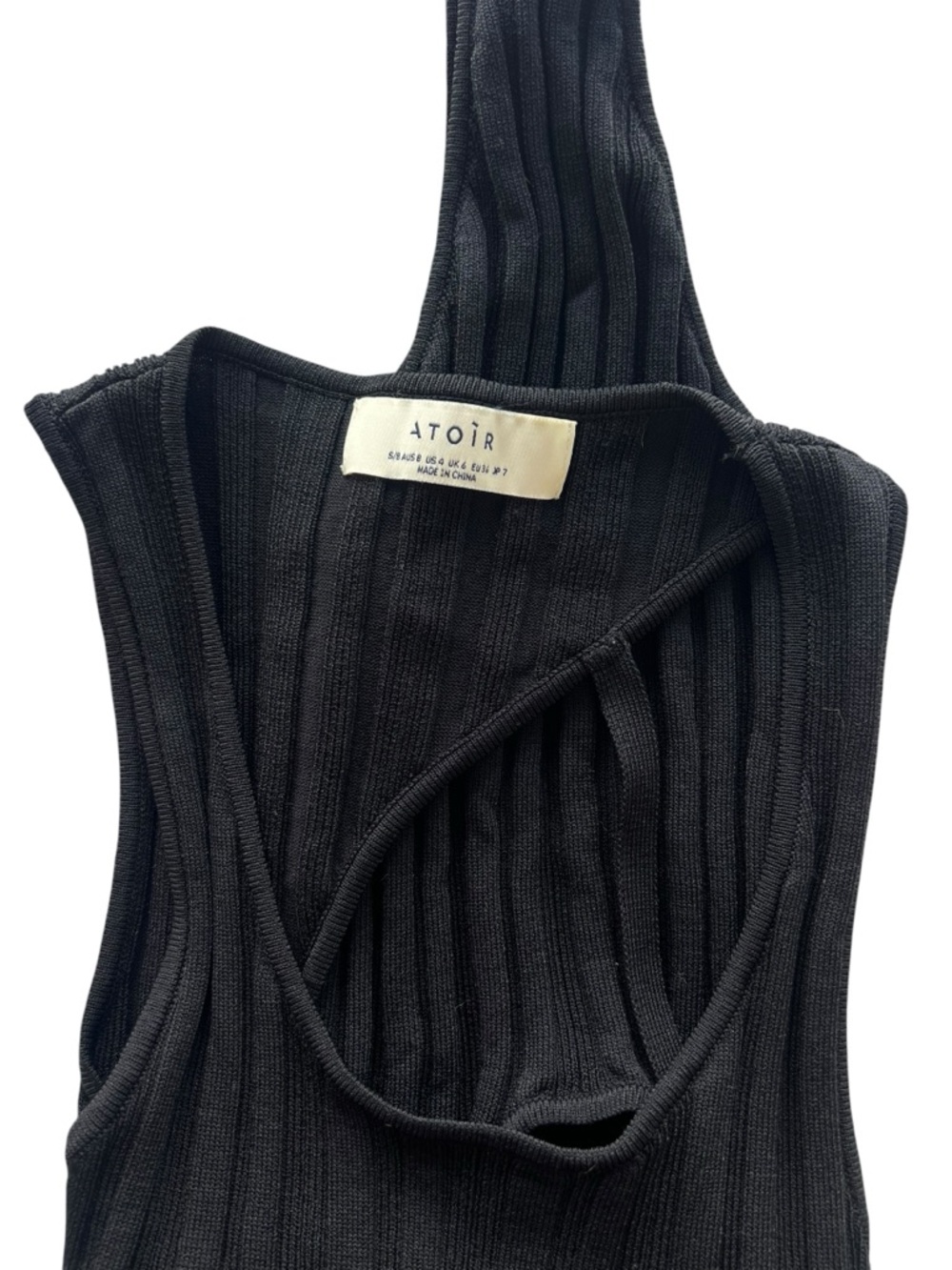 Atoir Black Ribbed Knit Open Back Scoop Neck Bodysuit US 4 Small - Picture 6 of 7
